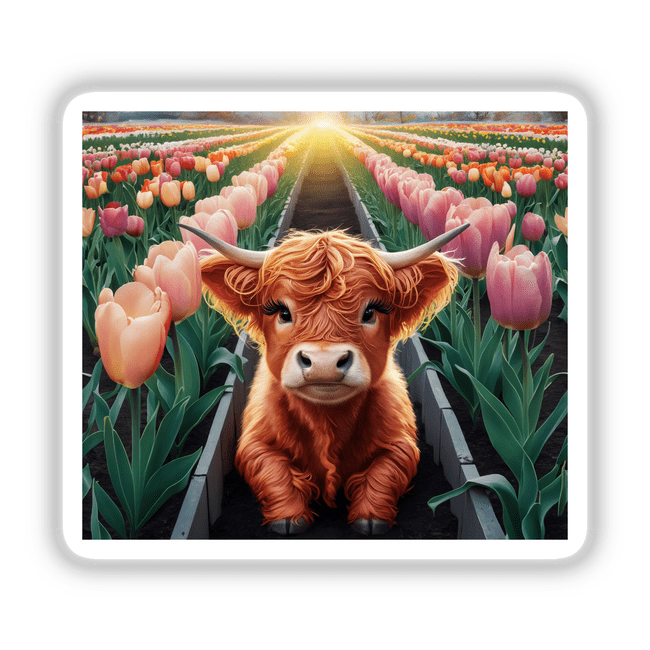 Highland Cow Tulip Garden Stickers by DecalVenue – Decal Venue