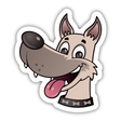 Happy Dog cartoon sticker featuring a playful dog with its tongue out, accompanied by a dog bone, available in a Sticker Pack or as single stickers from Decal Venue.