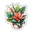 Lush Sansevieria Flower Sticker featuring a watercolor design of a potted plant with intricate leaves and delicate flowers. Available as stickers or digital artwork.