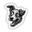 Mil e um Dentes: Cartoon dog sticker with open mouth and expressive eyes, available as stickers or digital artwork.