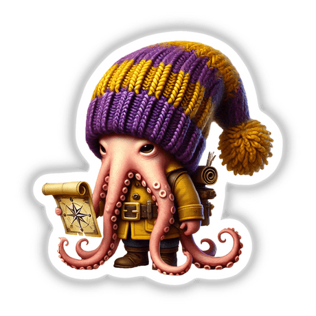 Colorful Octopus Gnome with Treasure Map Digital Art