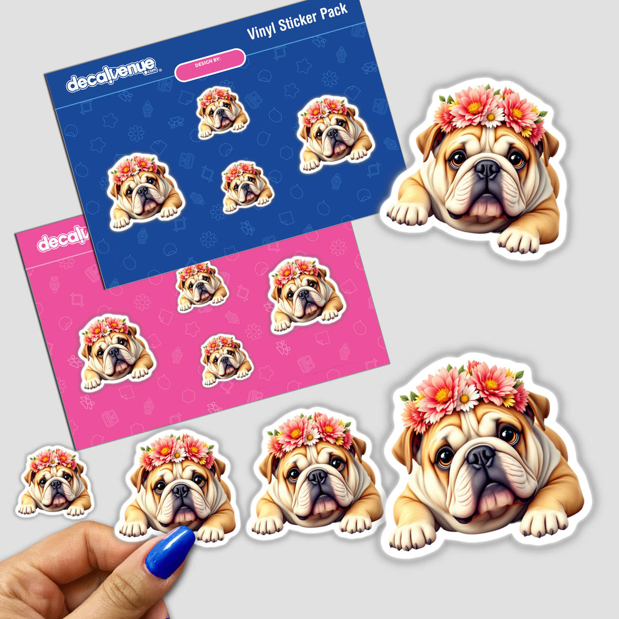 Lovable Bulldog with a Colorful Flower Crown