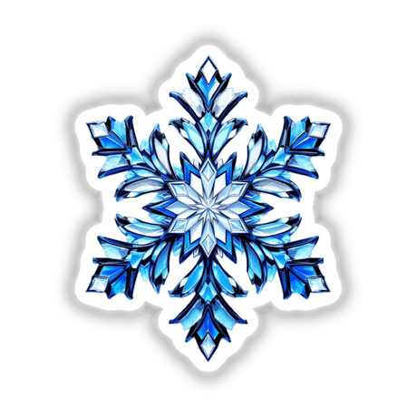 Snowflake Stained Glass Style design, showcasing intricate symmetry, available as stickers or digital artwork. Perfect for adding a unique touch to your collection from Decal Venue.