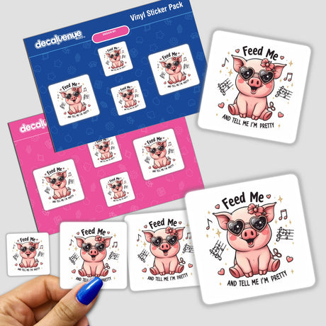 Sarcastic Quotes Series 8 stickers featuring a cartoon pig wearing sunglasses, available as stickers or digital artwork.