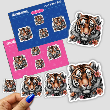 Tiger Portrait Floral Accents PA33