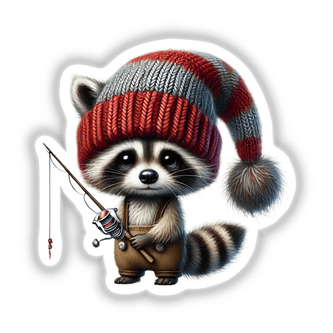 Raccoon Gnome with Fishing Rod