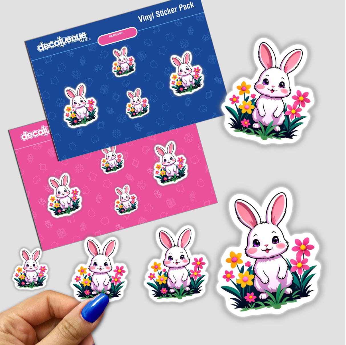 A Cute Rabbit With Blooming Spring Flowers