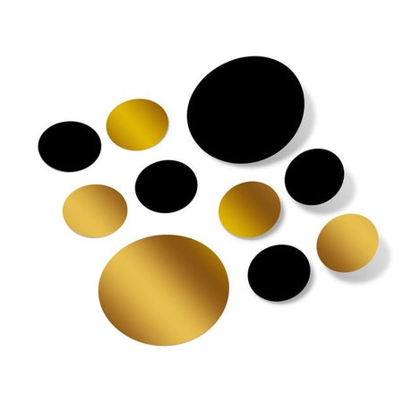 Black / Metallic Gold Polka Dot Circles Wall Decals by Decal Venue Decal Venue