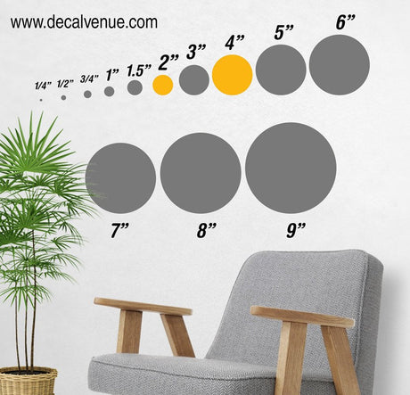 Black / Metallic Gold Polka Dot Circles Wall Decals