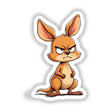 Grumpy Cartoon Kangaroo with Big Ears and Folded Arms, showcasing an angry expression. Available as stickers or digital artwork from Decal Venue, specializing in unique cartoon decals.