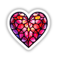 Heart Stained Glass Style piece featuring intricate designs, available as stickers or digital artwork from Decal Venue. The unique heart shape showcases vibrant art and symmetry, perfect for creative expression.