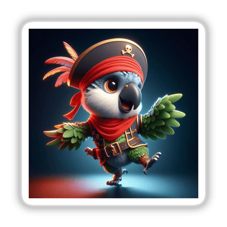 a cartoon bird dressed in a pirate costume