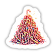 Candy Cane Stacked Pyramid, featuring a detailed pile of candy canes arranged artistically, available as unique stickers or digital artwork from Decal Venue.