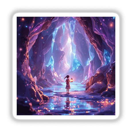 a person standing in a cave looking at the water