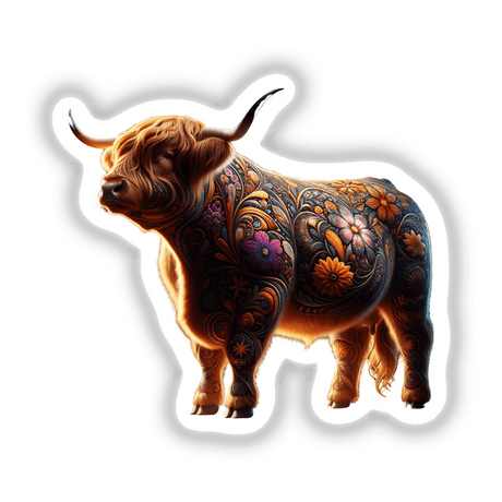 Floral Tattoo Highland Cow PA23