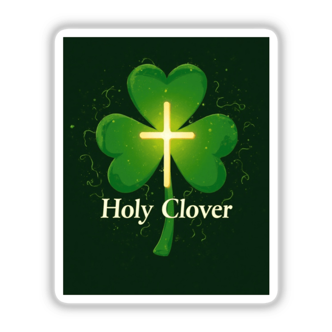 Holy Clover St. Patrick’s Day Sticker or Clipart features a green clover with a cross, available as stickers or digital artwork, reflecting Decal Venue's unique vinyl and digital art offerings.