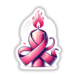 Pink Candle Pink Ribbon Breast Cancer-themed artwork, featuring a pink ribbon intertwined with a candle, available as stickers or digital artwork.