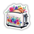 Blossoming Breakfast: Cute Toaster with Floral Splash - a charming kitchen appliance adorned with various colorful flower decals, available as stickers or digital artwork from Decal Venue.