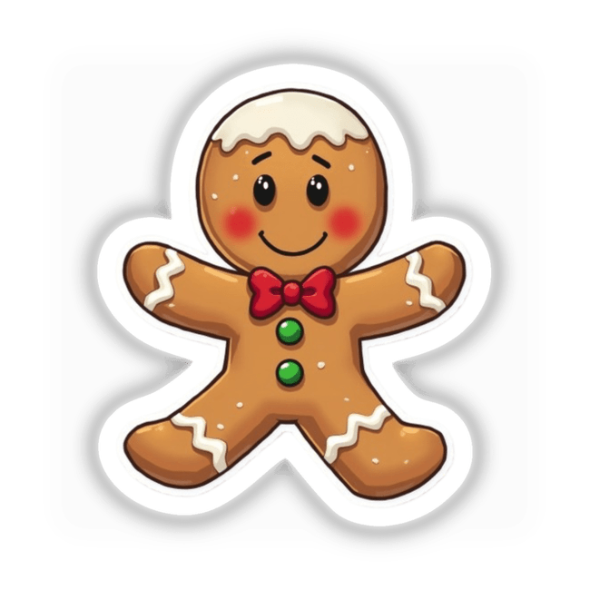 Gingerbread Man Envelope Seal Stickers – Sweet Holiday Decoration for Cards & Gifts: Cartoon gingerbread man clipart ideal for sealing envelopes and adding festive cheer to holiday cards and presents.