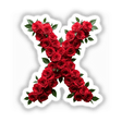 Elegant Floral Letter X Clipart - Downloadable Sticker with Commercial Rights, featuring a letter X made of intricately arranged roses, perfect for Valentine's Day or floral design projects.