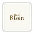 Christian Easter Sticker or Clipart with Commercial Rights - He Is Risen Design featuring stylized text in a square format. Available as stickers or digital artwork from Decal Venue.