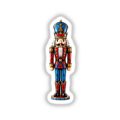 Nutcracker Soldier Stained Glass Style artwork featuring a whimsical nutcracker character with intricate details, available as unique stickers or digital art from Decal Venue.