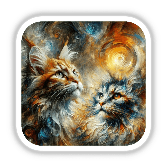 Maine Coon Kitty 1: A detailed painting of a green-eyed cat, available as stickers or digital artwork, showcasing the feline's intricate features and charm.