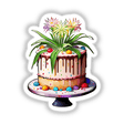 Spider Plant Cake: A Deliciously Unique Confection—an elegantly decorated cake topped with intricate flower designs, available as stickers or digital artwork.