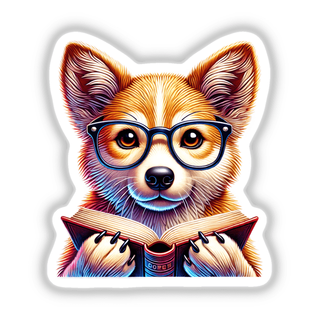 Dingo With Reading Glasses Open Book