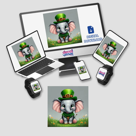 a laptop, phone, and tablet all have pictures of an elephant