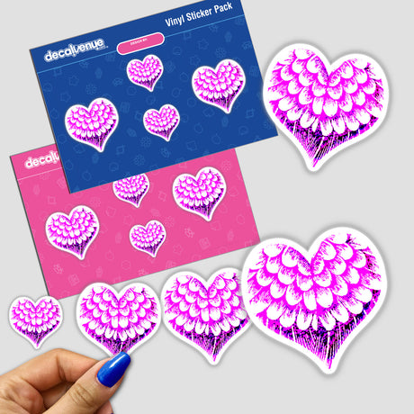 Heart_13 vinyl sticker pack featuring various heart designs, including pink hearts with wings, ideal for Valentine's themed decor or digital artwork from Decal Venue's unique collection.