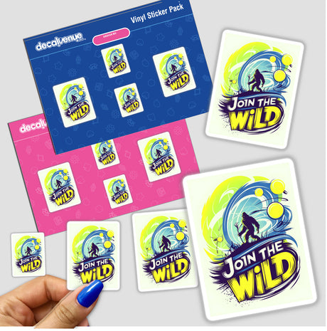 Join The Wild With Bigfoot sticker pack featuring diverse designs and graphics, showcasing Bigfoot themes. Available as both stickers and digital artwork, reflecting Decal Venue's unique style.