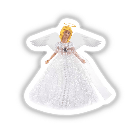 White Angel toy with wings and halo, available as stickers or digital artwork from Decal Venue.