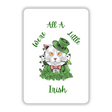 Cartoon cat wearing a leprechaun hat, holding a clover, featured on the St. Patrick's Day Sticker. Available as stickers or digital artwork from Decal Venue.