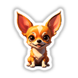 Cute Chihuahua cartoon with large ears and a black nose, available as stickers or digital artwork, perfect for fans of unique vinyl designs from Decal Venue.