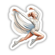 Graceful dancing gymnast in flowing blue dress, artistic digital illustration showcasing elegant movement and athleticism