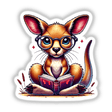 Kangaroo With Reading Glasses Open Book