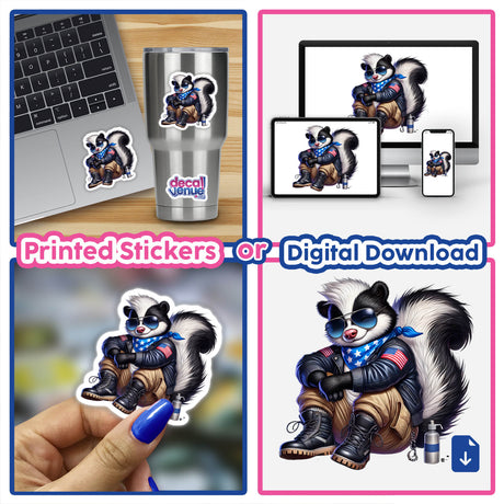 Patriotic Leather Skunk Aviator Sunglasses - Digital Artwork available as stickers or digital download format