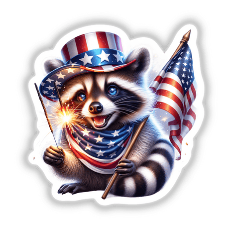 Raccoon Holding Sparkler 4th of July