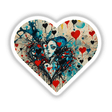 Heart-shaped painting titled It's About Love featuring a woman's face, available as stickers or digital artwork, reflecting Decal Venue's unique art collection.