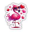 Dripping with Love Flamingo: A cartoon flamingo wearing sunglasses, available as stickers or digital artwork.