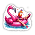 Flamingo Lounging on Float in Flip Flops