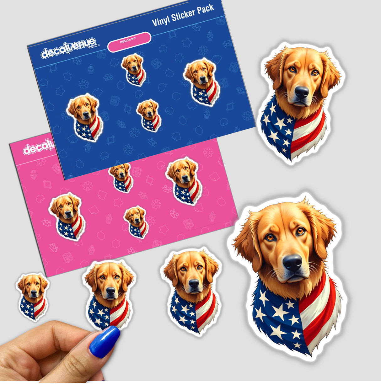 A Cool American Flag Golden Retriever