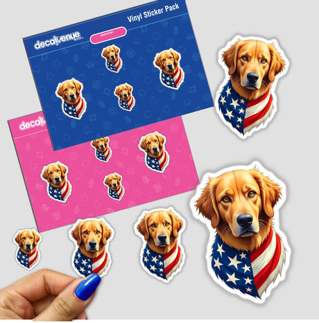 A Cool American Flag Golden Retriever