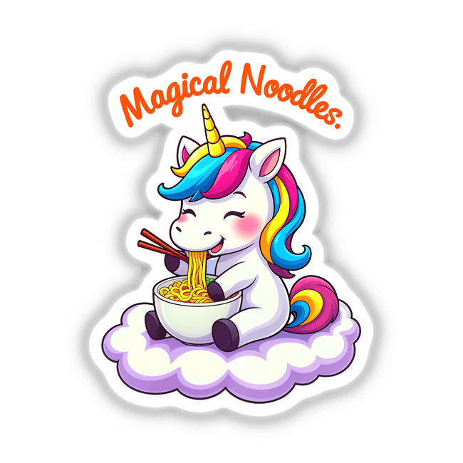 A Cute Unicorn Eating Magical Noodles