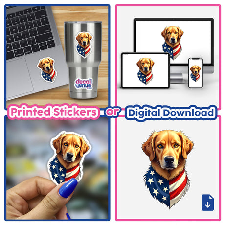 A Cool American Flag Golden Retriever