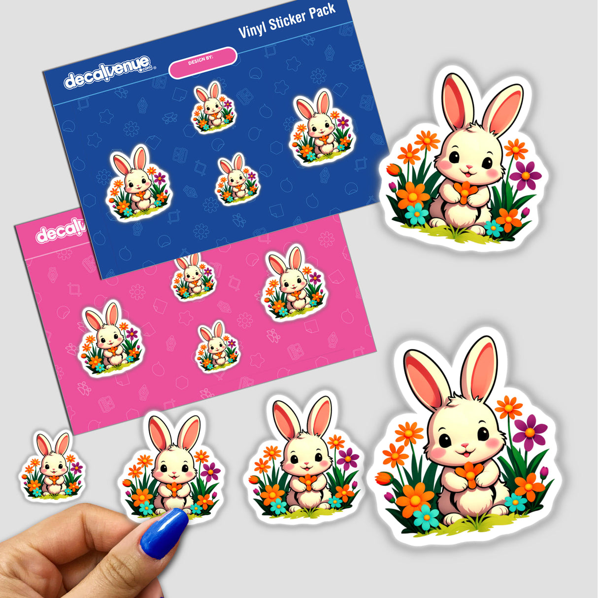 A Cute Rabbit With Blooming Spring Flowers