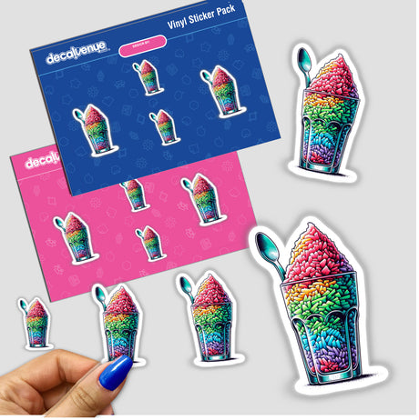 Colorful Shaved Ice Digital Artwork by DecalVenue - Vibrant stickers featuring a tasty glass of shaved ice in a variety of eye-catching designs.