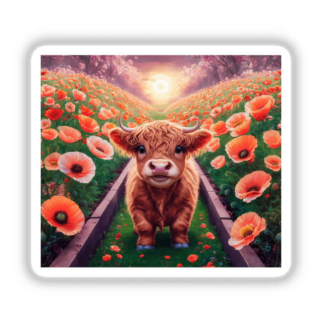 Highland Cow Poppy Garden