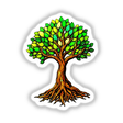 Tree of Life Stained Glass Style, featuring intricate green leaves and roots, available as unique stickers or digital artwork, reflecting Decal Venue's artistic flair.